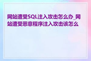 网站遭受SQL注入攻击怎么办_网站遭受恶意程序注入攻击该怎么办