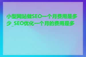 小型网站做SEO一个月费用是多少_SEO优化一个月的费用是多少