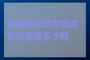 阿里国际站关键词优化需要多少预算