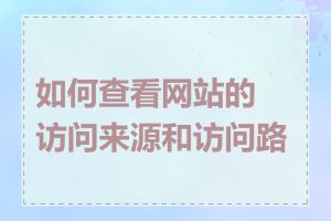 如何查看网站的访问来源和访问路径