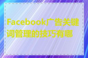 Facebook广告关键词管理的技巧有哪些