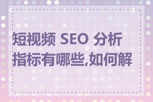 短视频 SEO 分析指标有哪些,如何解读