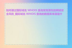 如何通过国际域名 WHOIS 查询发现潜在的网络安全风险_国际域名 WHOIS 查询的数据库来源是什么