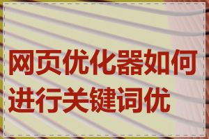 网页优化器如何进行关键词优化