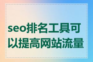 seo排名工具可以提高网站流量吗