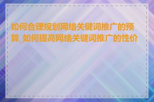 如何合理规划网络关键词推广的预算_如何提高网络关键词推广的性价比