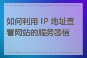 如何利用 IP 地址查看网站的服务器信息