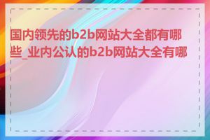 国内领先的b2b网站大全都有哪些_业内公认的b2b网站大全有哪些