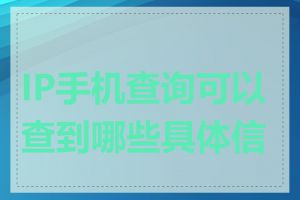 IP手机查询可以查到哪些具体信息