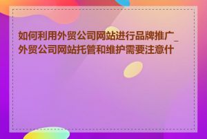 如何利用外贸公司网站进行品牌推广_外贸公司网站托管和维护需要注意什么