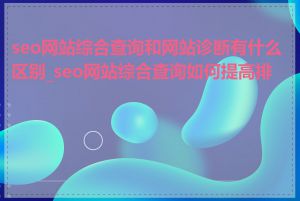 seo网站综合查询和网站诊断有什么区别_seo网站综合查询如何提高排名