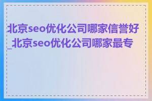 北京seo优化公司哪家信誉好_北京seo优化公司哪家最专业