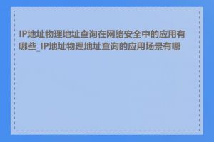 IP地址物理地址查询在网络安全中的应用有哪些_IP地址物理地址查询的应用场景有哪些