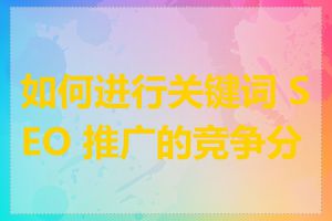 如何进行关键词 SEO 推广的竞争分析