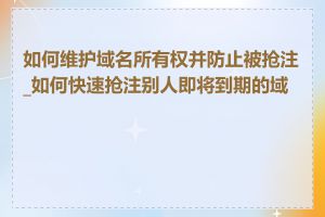 如何维护域名所有权并防止被抢注_如何快速抢注别人即将到期的域名