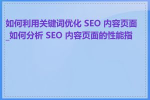 如何利用关键词优化 SEO 内容页面_如何分析 SEO 内容页面的性能指标