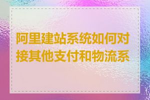 阿里建站系统如何对接其他支付和物流系统