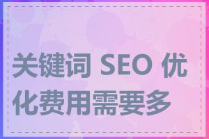 关键词 SEO 优化费用需要多少