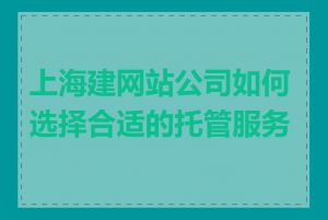 上海建网站公司如何选择合适的托管服务商