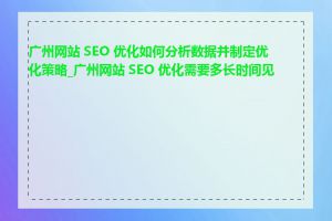 广州网站 SEO 优化如何分析数据并制定优化策略_广州网站 SEO 优化需要多长时间见效