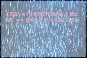 如何在 cmd 中查看多个网卡的 IP 地址信息_cmd 查看外网 IP 地址的方法是什么