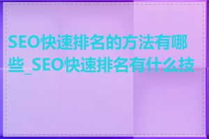 SEO快速排名的方法有哪些_SEO快速排名有什么技巧