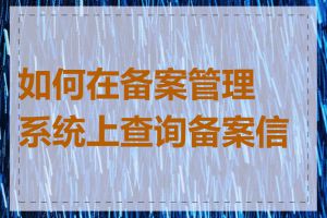 如何在备案管理系统上查询备案信息