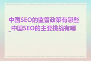 中国SEO的监管政策有哪些_中国SEO的主要挑战有哪些