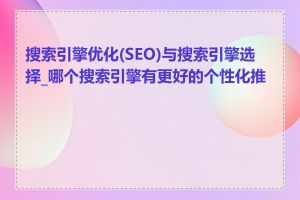 搜索引擎优化(SEO)与搜索引擎选择_哪个搜索引擎有更好的个性化推荐