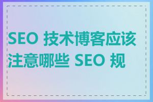 SEO 技术博客应该注意哪些 SEO 规则