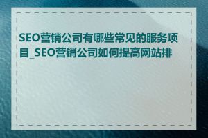 SEO营销公司有哪些常见的服务项目_SEO营销公司如何提高网站排名