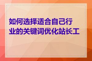 如何选择适合自己行业的关键词优化站长工具