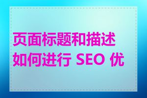 页面标题和描述如何进行 SEO 优化