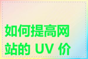 如何提高网站的 UV 价值