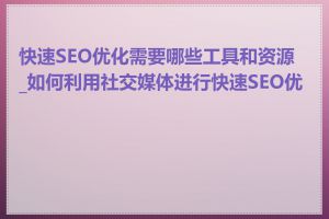 快速SEO优化需要哪些工具和资源_如何利用社交媒体进行快速SEO优化