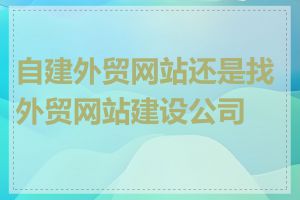 自建外贸网站还是找外贸网站建设公司好