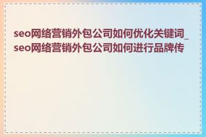 seo网络营销外包公司如何优化关键词_seo网络营销外包公司如何进行品牌传播