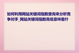 如何利用网站关键词指数查询来分析竞争对手_网站关键词指数高低意味着什么