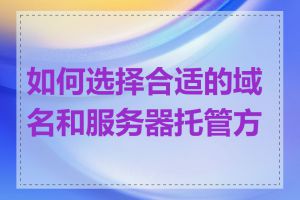 如何选择合适的域名和服务器托管方案