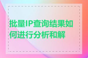 批量IP查询结果如何进行分析和解读