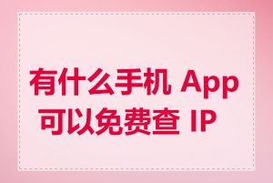 有什么手机 App 可以免费查 IP 吗