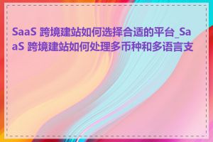 SaaS 跨境建站如何选择合适的平台_SaaS 跨境建站如何处理多币种和多语言支付