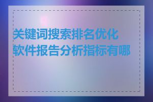 关键词搜索排名优化软件报告分析指标有哪些