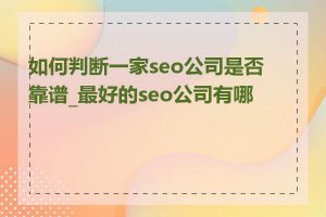 如何判断一家seo公司是否靠谱_最好的seo公司有哪些