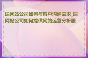 建网站公司如何与客户沟通需求_建网站公司如何提供网站运营分析服务