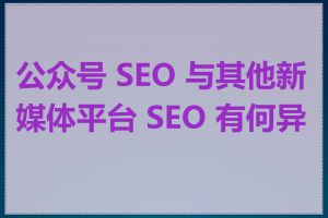 公众号 SEO 与其他新媒体平台 SEO 有何异同