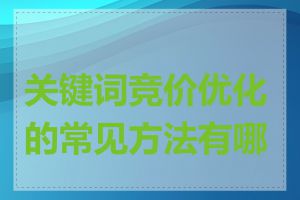 关键词竞价优化的常见方法有哪些