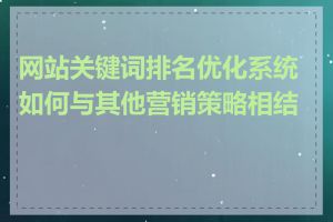 网站关键词排名优化系统如何与其他营销策略相结合