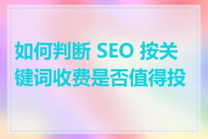 如何判断 SEO 按关键词收费是否值得投资