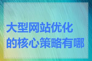 大型网站优化的核心策略有哪些